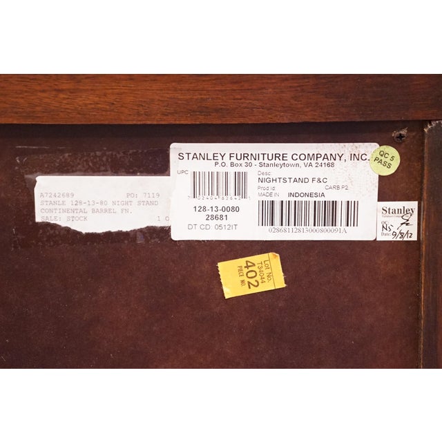 Stanley Furniture Walnut Contemporary Traditional 30" Three Drawer Nightstand 128-13-80 - Continental Barrel Finish For Sale - Image 13 of 15