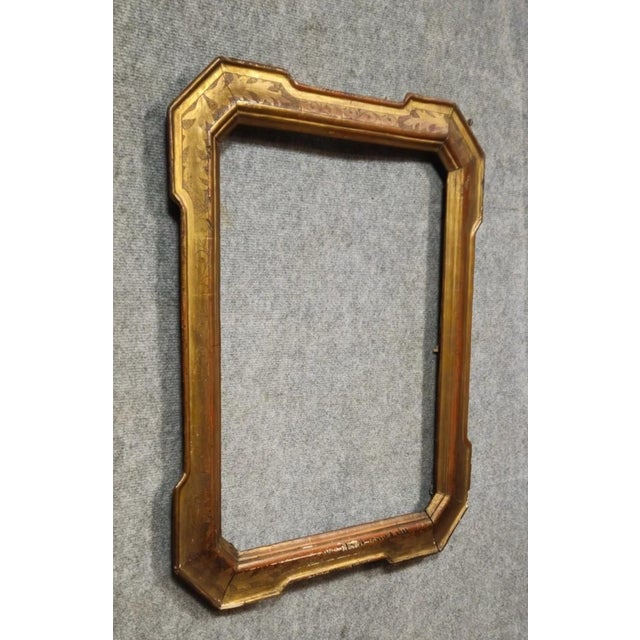 Antique Gilt Frame with Engraved Floral Decoration, 1800s For Sale - Image 3 of 7
