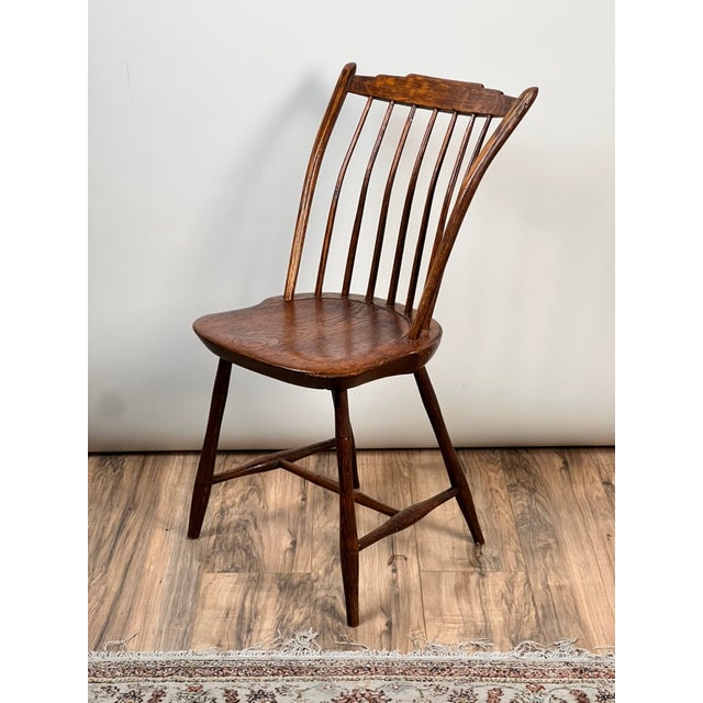 Antique Step Down Windsor Chair in Oak and Pine C. Early 19th Century For Sale - Image 4 of 8