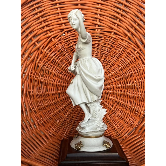 Biscuit Sculpture of Lady with Fruits Basket by Benacchio for Triade Capodimonte, Italy, 1970s For Sale - Image 12 of 13