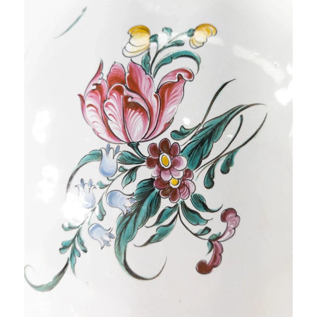 Ceramic French Faience Majolica Floral Decorated Vase For Sale - Image 7 of 13