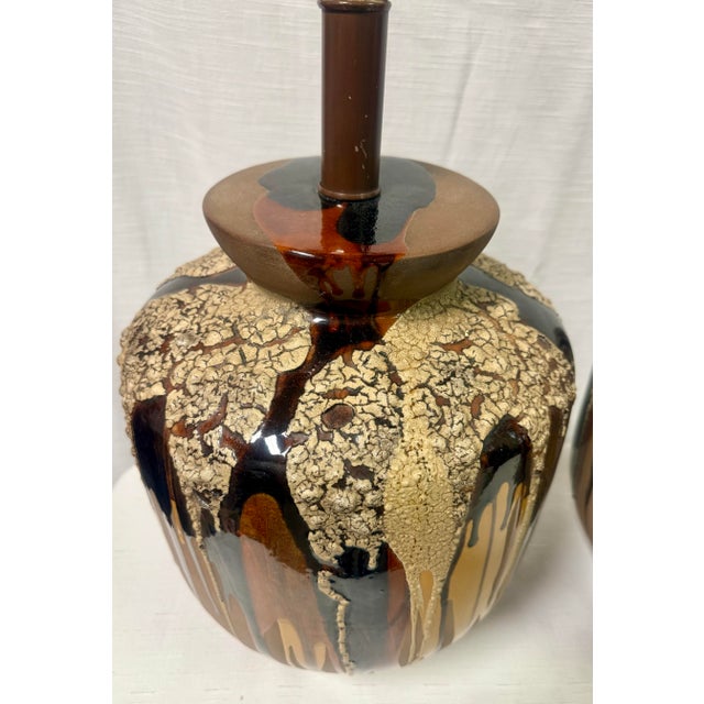 **Retitled Listing:** "Charming Vintage Mid-Century Modern Drip Glaze Table Lamps - A Pair by Sunset Cosco Inc." Enhance...