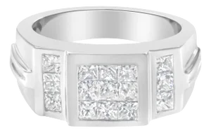 Men's 14K White Gold Diamond Cluster Ring (2 cttw, G-H Color, SI1-SI2 Clarity)