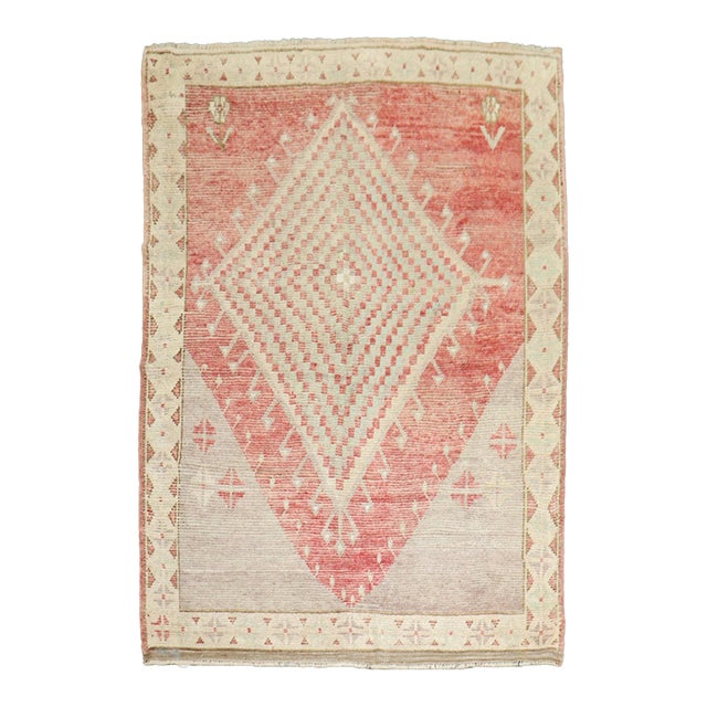 Vintage Primitive Turkish Anatolian Rug - 4'3" x 5'9" For Sale