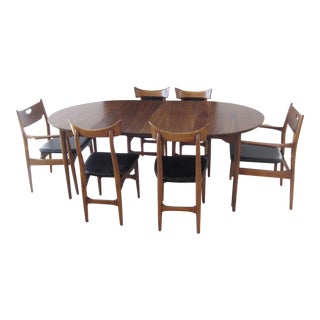 1950s Mid-Century Danish Table and 6 Chair Set - 7 Pieces For Sale