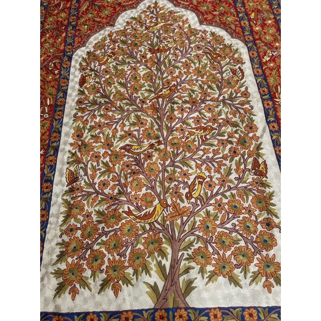 Vintage Indian Silk Embroidered Tapestry or Rug, 1990s For Sale - Image 18 of 18