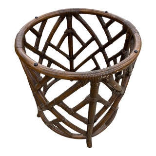 1970s Chinese Chippendale Rattan Dining Table Base For Sale
