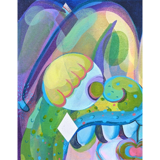 2020s Cecilia Beaven Contemporary Abstract Green and Purple Toned Biomorphic Animal Painting, 2021 For Sale - Image 5 of 11