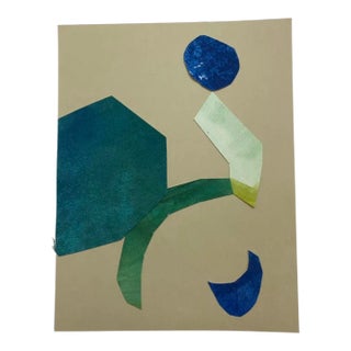 "Mellow I" Contemporary Abstract Original Mixed-Media Collage on Paper by Zac Woodiel For Sale