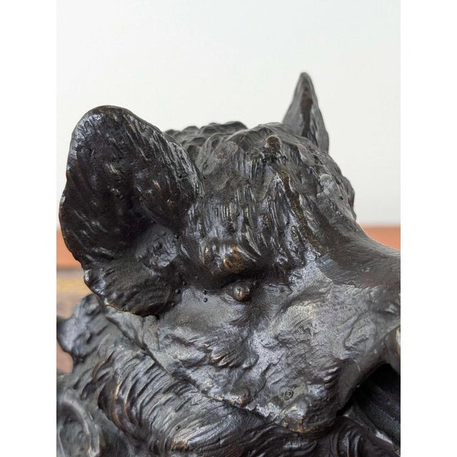 Metal French Bronze Boars Head Inkwell in the style of Fratin, 1900 For Sale - Image 7 of 13
