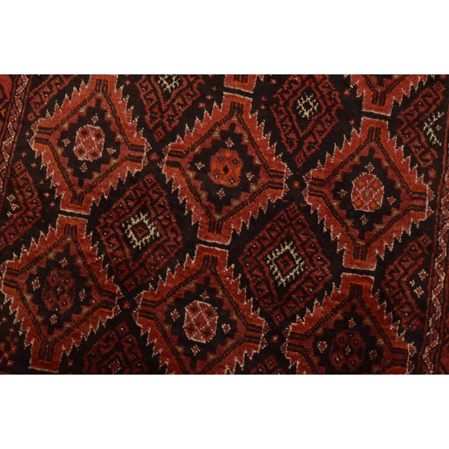 Baloch Rug 3’4” X 6’5” Black Wool Vintage Tribal Hand-Knotted Oriental Carpet For Sale - Image 4 of 12