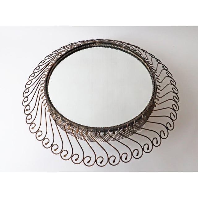 Large Mid-Century Iron Illuminated Mirror, 1960s For Sale - Image 4 of 16