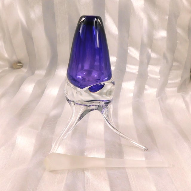 1980s 1980s Very Unusual Footed Purple Art Glass Perfume Bottle For Sale - Image 5 of 7