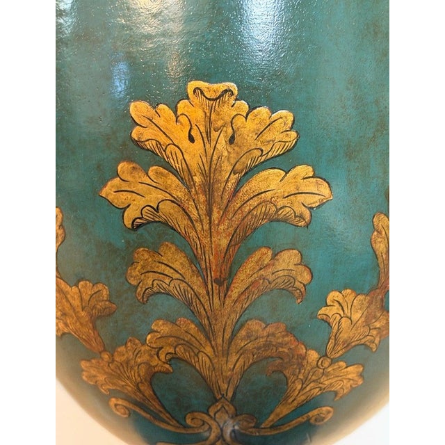 Mid 20th Century Italian Neoclassical Tole Urn Table Lamp Hand Painted Original Parchment Shade For Sale - Image 18 of 18
