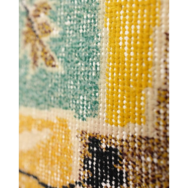 Yellow 1970s Vintage Turkish Handmade Wool Cotton Green Yellow Runner Rug For Sale - Image 8 of 11
