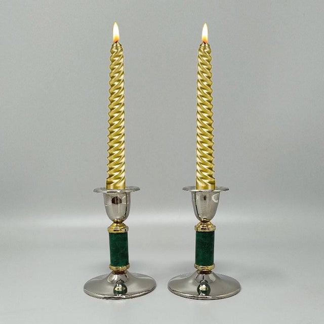 Green Candleholders, France, 1960s, Set of 2 For Sale - Image 4 of 5