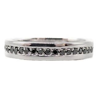 Alliance Ring in White Gold with Black Diamonds For Sale