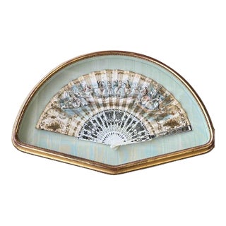 Vintage Hand Fan in Shadow Box | Estate Find Circa 25” by 16.5” by 2.5” Estate Find For Sale