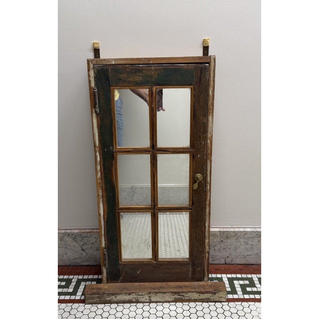 Vintage 6-Pane Reclaimed Window Mirror With Original Hardware For Sale - Image 4 of 11