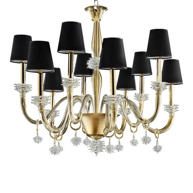 Modern Venetian “Rostrato” Murano Glass Chandelier For Sale