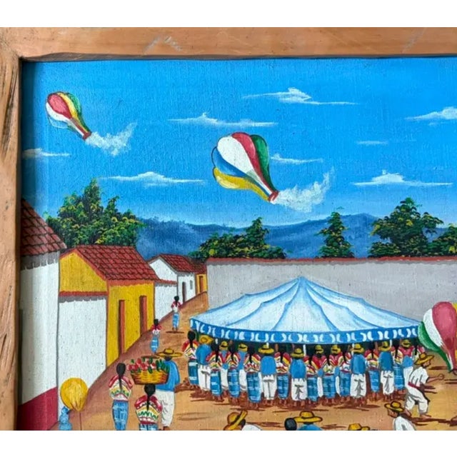 Folk Art Detailed Folk Art Painting - Comalapa School Movement - Painting of the Fiesta De Comalapa, Signed For Sale - Image 3 of 11