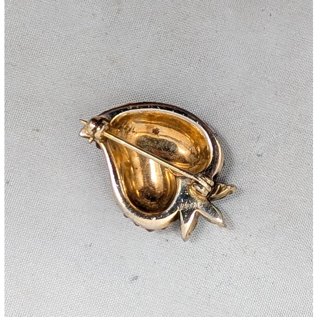 Metal Vintage 1960s Signed Jomaz Rhinestone Strawberry Brooch For Sale - Image 7 of 7