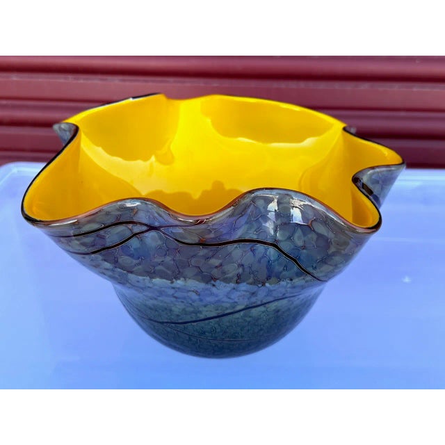Contemporary Decorative Blown Glass Bowl For Sale - Image 3 of 10