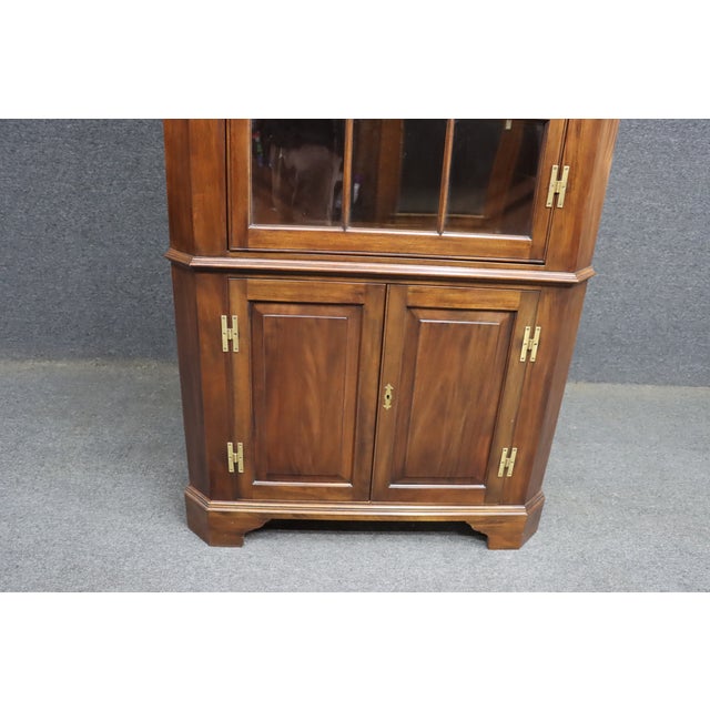 Traditional Henkel Harris Mahogany Two-Piece Corner Cabinet For Sale - Image 3 of 12