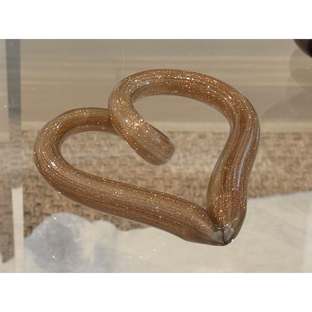 Vintage Italian Murano Aventurine Art Glass Open Heart Sculpture For Sale - Image 12 of 13