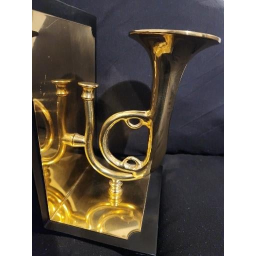 Mid 20th Century Sarreid Ltd. Limited Edition Solid Brass Trumpet Sculptural Bookends - Pair For Sale - Image 9 of 16