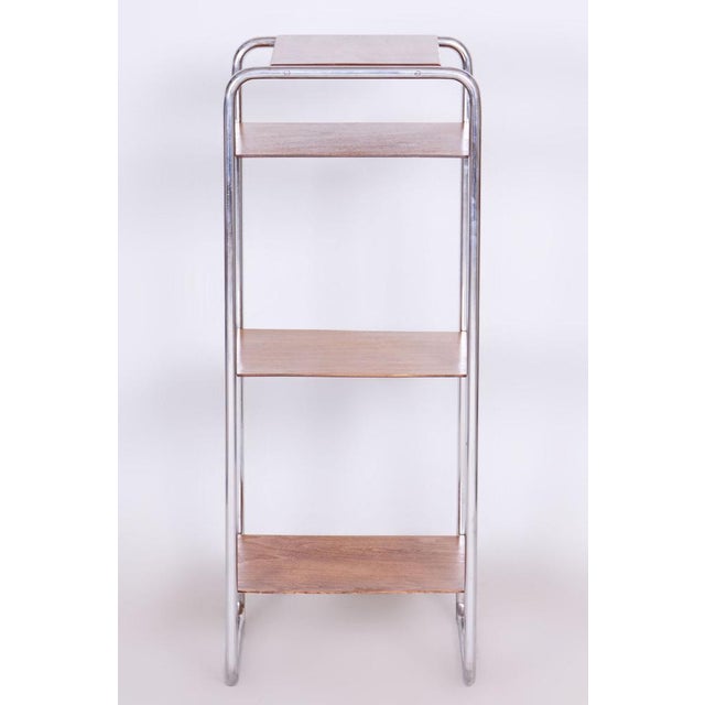 Bauhaus Bauhaus Shelf in Oak and Chrome attributed to Marcel Breuer for Slezak, Former Czechoslovakia, 1930s For Sale - Image 3 of 10