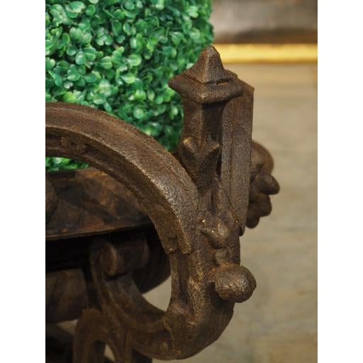 French A Large 19th Century French Cast Iron Vase With Double Scrolled Handles For Sale - Image 3 of 18