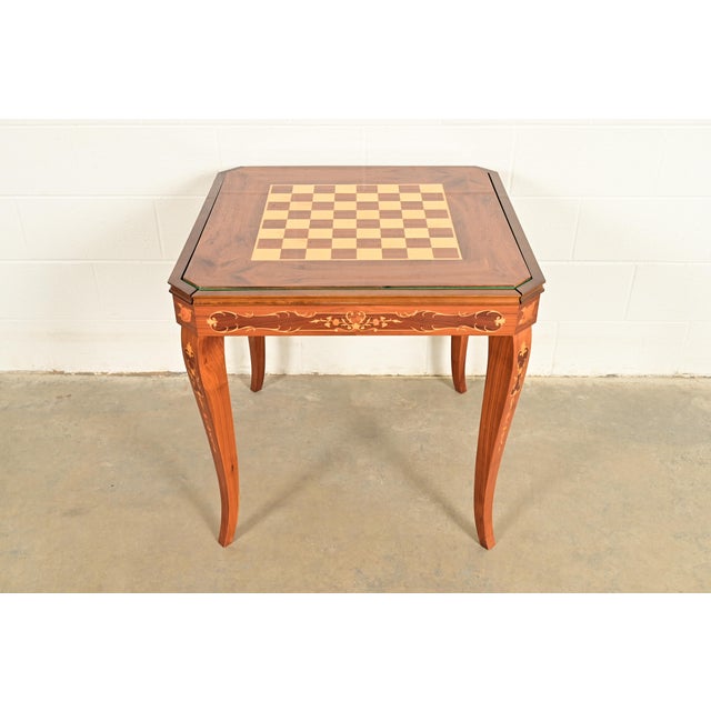 Brown Italian Louis XVI Kingwood Inlaid Marquetry Flip Top Game Table For Sale - Image 8 of 16