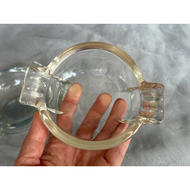 Glass Art Deco Glass Ashtrays Set of 2 For Sale - Image 7 of 11