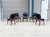 1960s Set of 6 Refinished Danish Modern Teak & Black Vinyl Dining Chairs- Set of 6 For Sale - Image 4 of 15