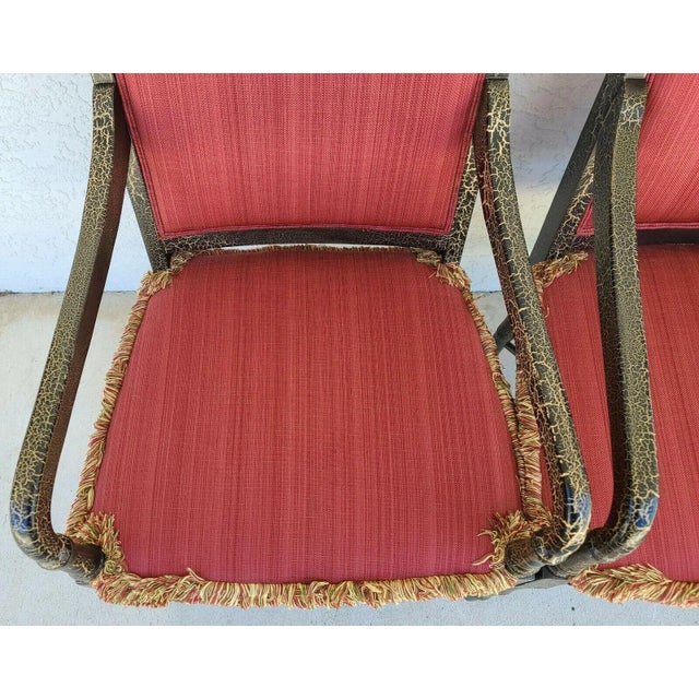 Regency Faux Bamboo Ebonized Dining Accent Armchairs - Set of 2 For Sale In Miami - Image 6 of 8