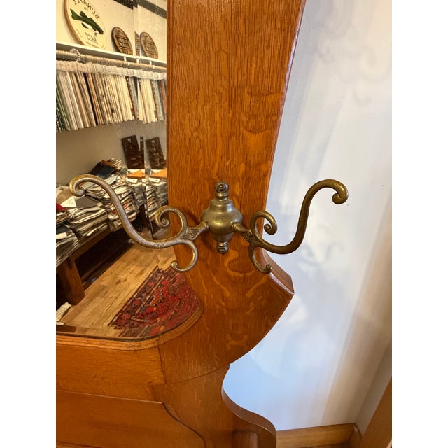 Large Antique Victorian Oak Hall Tree With Storage For Sale - Image 9 of 12