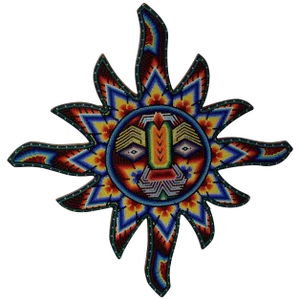 Mexican Huichol Hand Beaded Sun Wall Decor