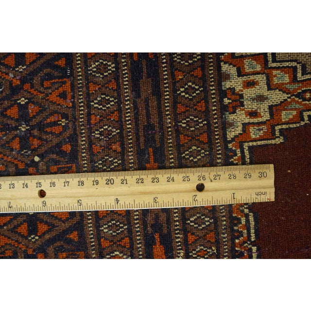 1960s Significant Red Wine Color With Lovely Geometric Design Antique Baluch-Turkmen Rug For Sale - Image 5 of 5