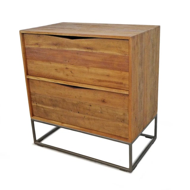 Salvaged Teak Modern Bedside Table / Nightstand For Sale - Image 4 of 10