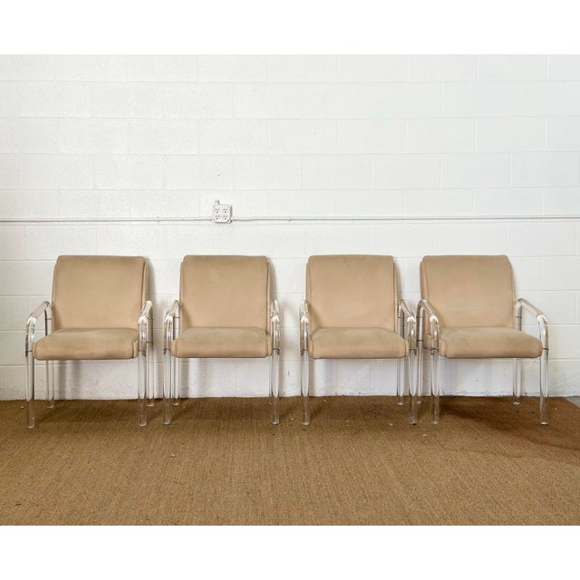 Contemporary 1980s Lion in Frost for Hill Manufacturing Lucite Dining Chairs - Set of 4 For Sale - Image 3 of 14