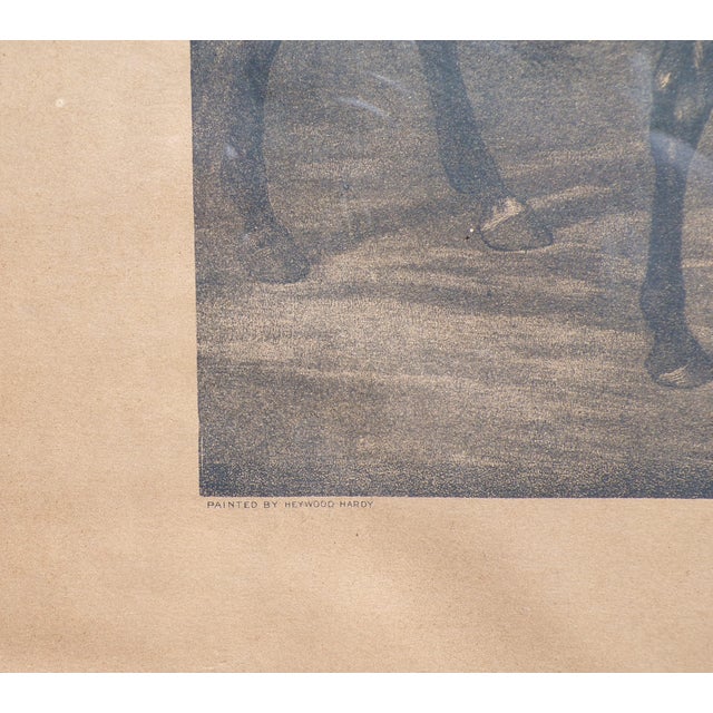 Antique Equestrian Horse Lithograph Print Oak Wood Gilt Gesso Double Frame For Sale - Image 11 of 13