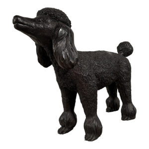 Bronze Life-Size Poodle Sculpture – 16”h Elegant Dog Statue With Dark Patina