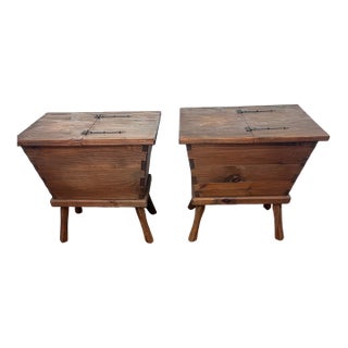 Pair of Rustic Pine Side Tables For Sale