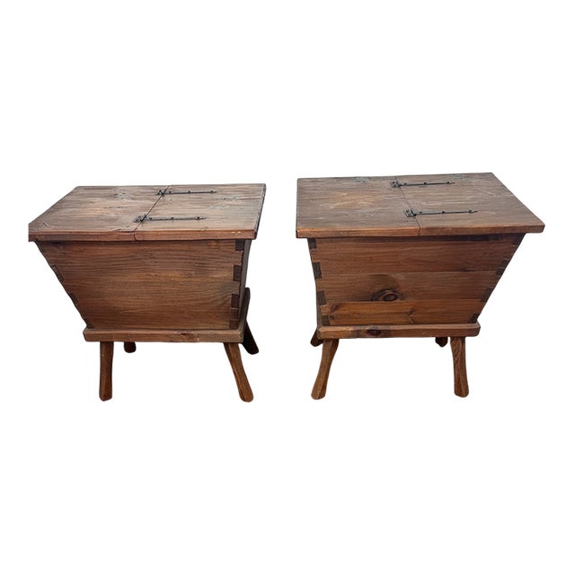 Pair of Rustic Pine Side Tables For Sale