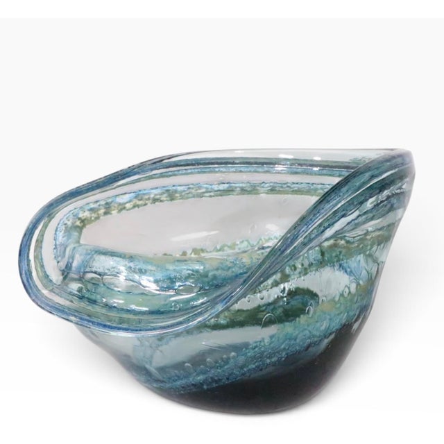 1970s Large Organic Modern Art Glass Bowl by Josh Simpson C 1973 For Sale - Image 5 of 18