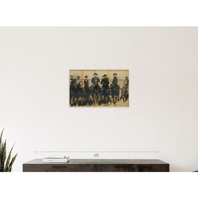 Pop Art Portrait of the Magnificent Seven on vintage paper and canvas. Ready to hang. Signed on the back.