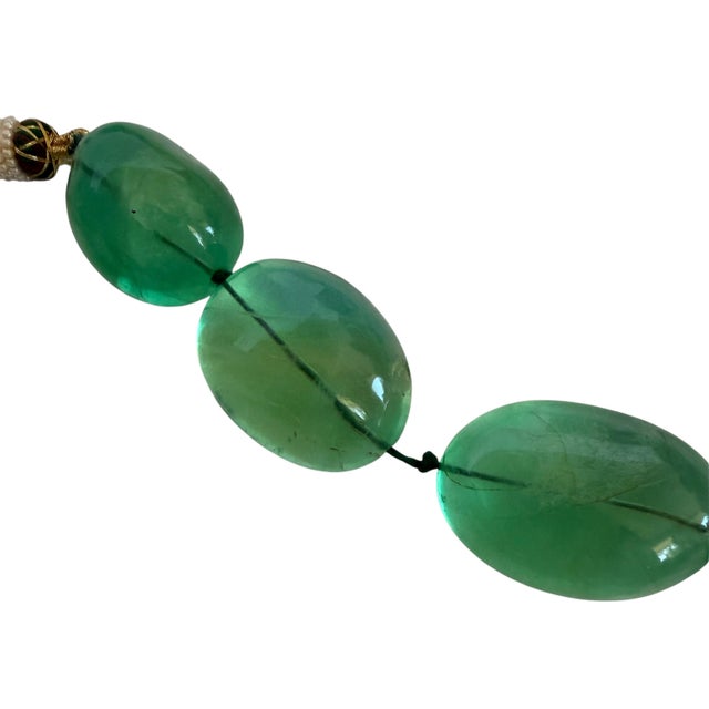 Gemstone Fluorite Bead Necklace Tumble Large Smooth Green Polished Nugget Adjustable Length For Sale - Image 10 of 18