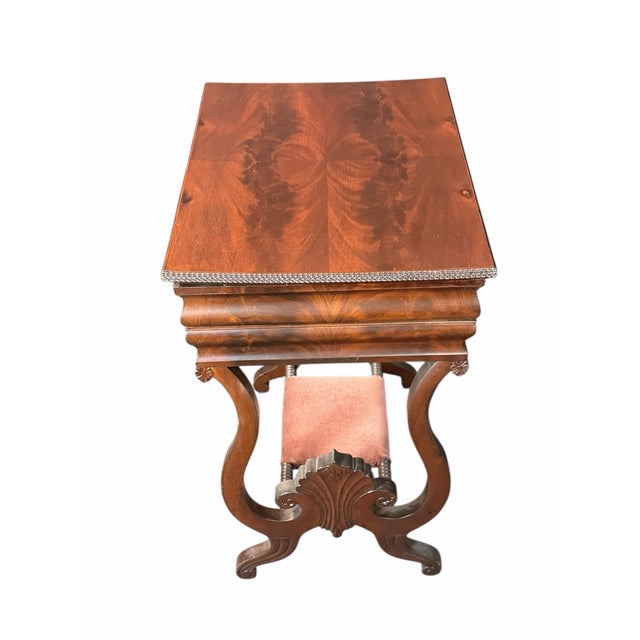 Wood Antique Flaming Mahogany Sewing Stand For Sale - Image 7 of 12