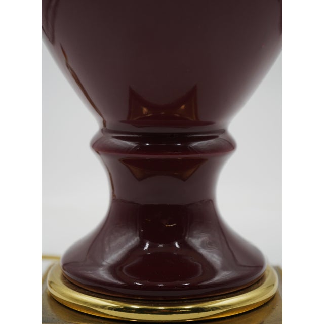 1990s Pair of Red Porcelain Neoclassical Urn Lamps For Sale - Image 11 of 13